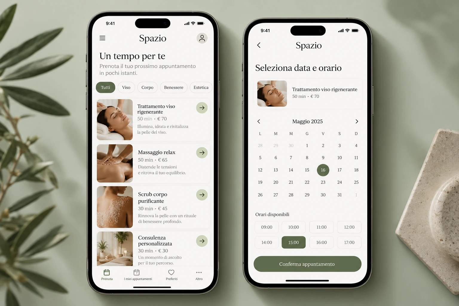 Concept generato di un’applicazione mobile per prenotazioni