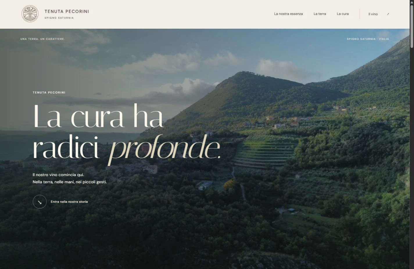 Interfaccia del sito Tenuta Pecorini